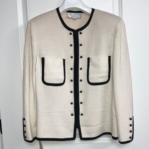 NWT  12 St. John collection knit blazer Cream Black